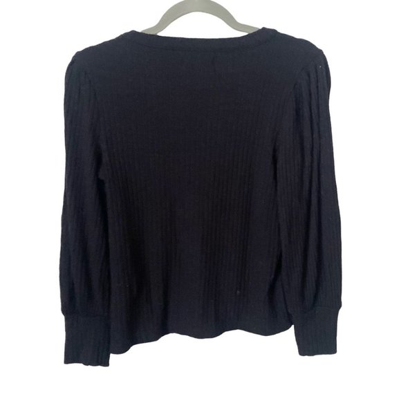 Madewell Black Brushed Rib Pleat-Sleeve Sweater - Picture 3 of 6